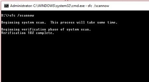 Para ejecutar el escaneo SFC, abra una ventana elevada del símbolo del sistema y escriba sfc scannow 