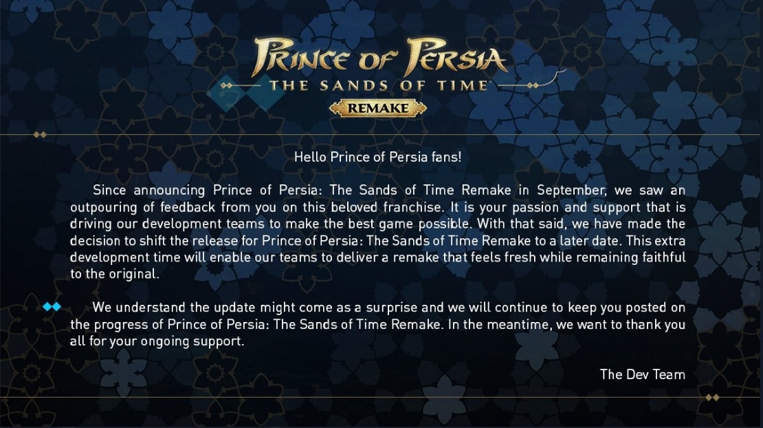 Un nuevo retraso en el Principe de Persia