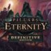 Imagen de la portada de "Pillars of Eternity Definitive Edition" con héroes en combate ante un fondo de monstruos y una atmósfera mágica.