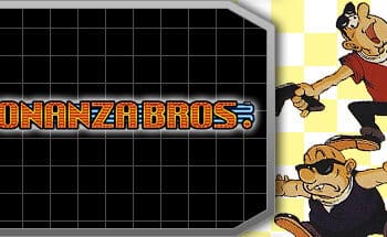 Bonanza Bros game art featuring characters for Commodore 64 and Amiga cheat codes