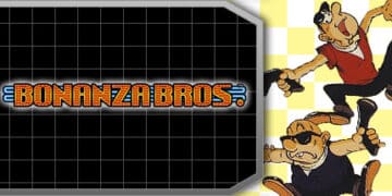 Bonanza Bros game art featuring characters for Commodore 64 and Amiga cheat codes