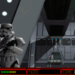 Screenshot from 'Star Wars: Rebel Assault' showing a stormtrooper in the foreground with the game's HUD displaying damage levels and score, relevant to an article about cheats and cheat codes for the DOS and PC versions.
