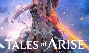 In the evocative artwork for 'Tales of Arise: Beyond the Dawn,' two protagonists stand back-to-back under a twilight sky. The female character, with flowing pink hair and ethereal white garb, gazes at the viewer, while the male character looks into the distance. Sparks of light float around them, suggesting a magical setting. They stand atop a rocky outcrop, hinting at a journey set in a fantastical world where adventure intertwines with the bonds of companionship.