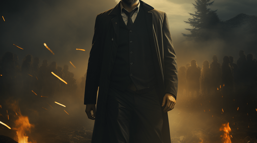 Promotional image for 'Alan Wake 2' featuring the protagonist, Alan Wake, standing confidently amidst a dark, misty forest clearing, embers flying around. He is clad in a dark coat, looking intently forward, suggesting a man ready to confront the mysteries and dangers that await. Shadowy figures loom in the background, adding a sense of foreboding and the supernatural elements iconic to the series.