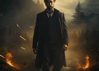 Promotional image for 'Alan Wake 2' featuring the protagonist, Alan Wake, standing confidently amidst a dark, misty forest clearing, embers flying around. He is clad in a dark coat, looking intently forward, suggesting a man ready to confront the mysteries and dangers that await. Shadowy figures loom in the background, adding a sense of foreboding and the supernatural elements iconic to the series.