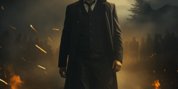 Promotional image for 'Alan Wake 2' featuring the protagonist, Alan Wake, standing confidently amidst a dark, misty forest clearing, embers flying around. He is clad in a dark coat, looking intently forward, suggesting a man ready to confront the mysteries and dangers that await. Shadowy figures loom in the background, adding a sense of foreboding and the supernatural elements iconic to the series.