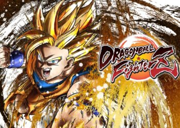 Intense artwork of Super Saiyan Goku charging forward, with the Dragon Ball FighterZ logo, depicting high-energy action for the game