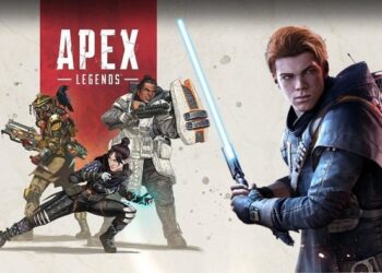 Personagens de Apex Legends e Star Wars Jedi: Fallen Order juntos, destacando o crossover das franquias de ação e aventura