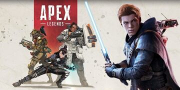 Personagens de Apex Legends e Star Wars Jedi: Fallen Order juntos, destacando o crossover das franquias de ação e aventura