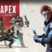 Personagens de Apex Legends e Star Wars Jedi: Fallen Order juntos, destacando o crossover das franquias de ação e aventura