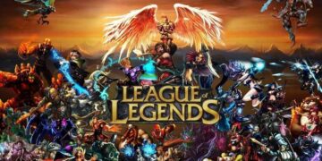Imagem vibrante com vários campeões do League of Legends em ação, destacando suas habilidades únicas em um campo de batalha cheio de magia e combate.