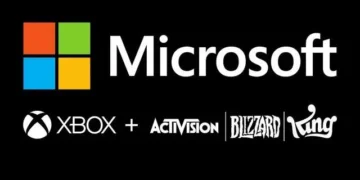 Microsoft logo with Xbox, Activision Blizzard, King: 1,900 layoffs.