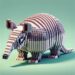 The image depicts a blocky, pixelated representation of an armadillo, resembling the art style of Minecraft. The Minecraft armadillo features a detailed, layered shell, small ears, and a long, segmented tail, all crafted with the distinctive cubic design characteristic of Minecraft creatures.