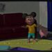 Amanda the Adventurer: Amanda stands in a living room, asking, 'Have you ever wanted to go far, far away?' while a small plush pig sits in the background.