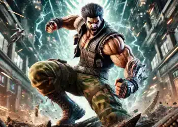 Bryan Fury de Tekken 8 desató un poderoso ataque en un espectacular entorno urbano, mostrando acción intensa, gráficos detallados y energía electrizante.