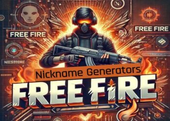 Imagen dinámica que presenta a un personaje de Free Fire con un fondo de patrones digitales y llamas, destacando el texto 'Generadores de Apodos'. La imagen transmite un diseño energético y moderno adecuado para un artículo titulado 'Creador de Nombres para Free Fire'.