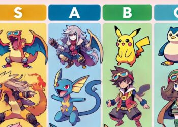 Esta imagen muestra una vibrante lista de niveles de Pokémon Unite, que clasifica a los héroes en niveles S, A, B, C y D. Cada nivel está codificado por colores, mostrando la fuerza de varios personajes Pokémon para facilitar la referencia.