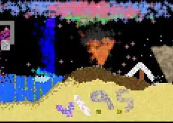 UCaptura de pantalla del juego Sandboxelsx, que muestra un entorno sandbox dinámico en el que los jugadores pueden crear y manipular elementos para observar diversas interacciones.