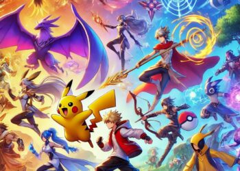 Una imagen vibrante y detallada con la clasificación de los mejores juegos de Pokémon para 2024. La imagen incluye personajes icónicos de Pokémon, carátulas de juegos y una lista de los juegos mejor clasificados con sus respectivas posiciones.