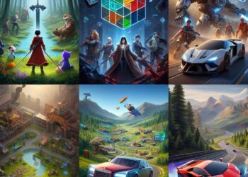 A vibrant collage showcasing 6x Unblocked Games, featuring action, puzzles, racing, and adventure scenes in immersive, colorful settings.