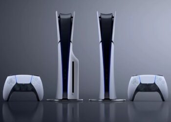 Comparação entre a Playstation 5 Slim Standard e Digital: unidades de disco e armazenamento em uma imagem atraente.