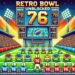 A colorful Retro Bowl Unblocked 76 scene featuring pixelated football players, a vibrant scoreboard, and a cheering stadium crowd.
