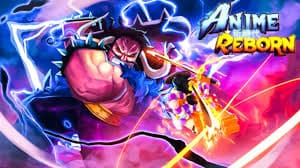 Roblox Anime Reborn Tier-List character in an intense battle pose, surrounded by lightning and energy effects with “Anime Reborn” logo in the top right corner.