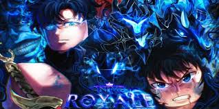 Anime Royale Tier-List scene in Roblox style featuring characters resembling popular ninjas in action poses with glowing eyes and intense battle energy.