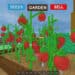 Tomato plants growing in Roblox's "Grow a Garden" game, with SEEDS, GARDEN, and SELL menu options displayed at the top.