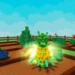 Glowing pineapple plant growing in a garden bed in Roblox's Grow a Garden, surrounded by other blocky fruits like tomatoes and watermelon.