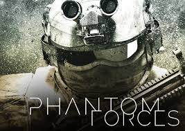 Roblox Phantom Forces cover art featuring a heavily armed soldier in tactical gear with a gritty, intense look, and bold “Phantom Forces” text at the bottom.