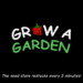 Grow a Garden Roblox loading screen with logo and tip: “The seed store restocks every 5 minutes!” displayed on a black background.
