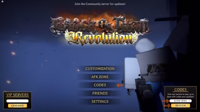 image of main page of Attack on Titan Revolution (AOTR) 