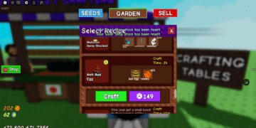 Image of crafting point for bee egg