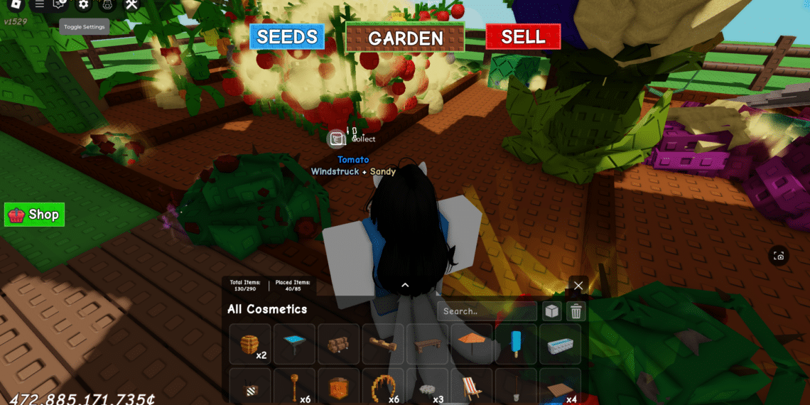 Image of roblox cosmetics in grow a garden
