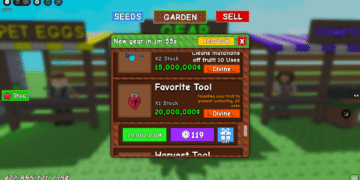 Image of favourite tool in the shop on roblox grow a garden