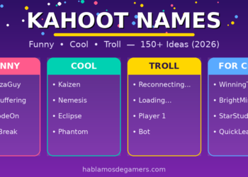 HDG - Kahoot names ideas chart with funny, cool, troll and classroom-appropriate name